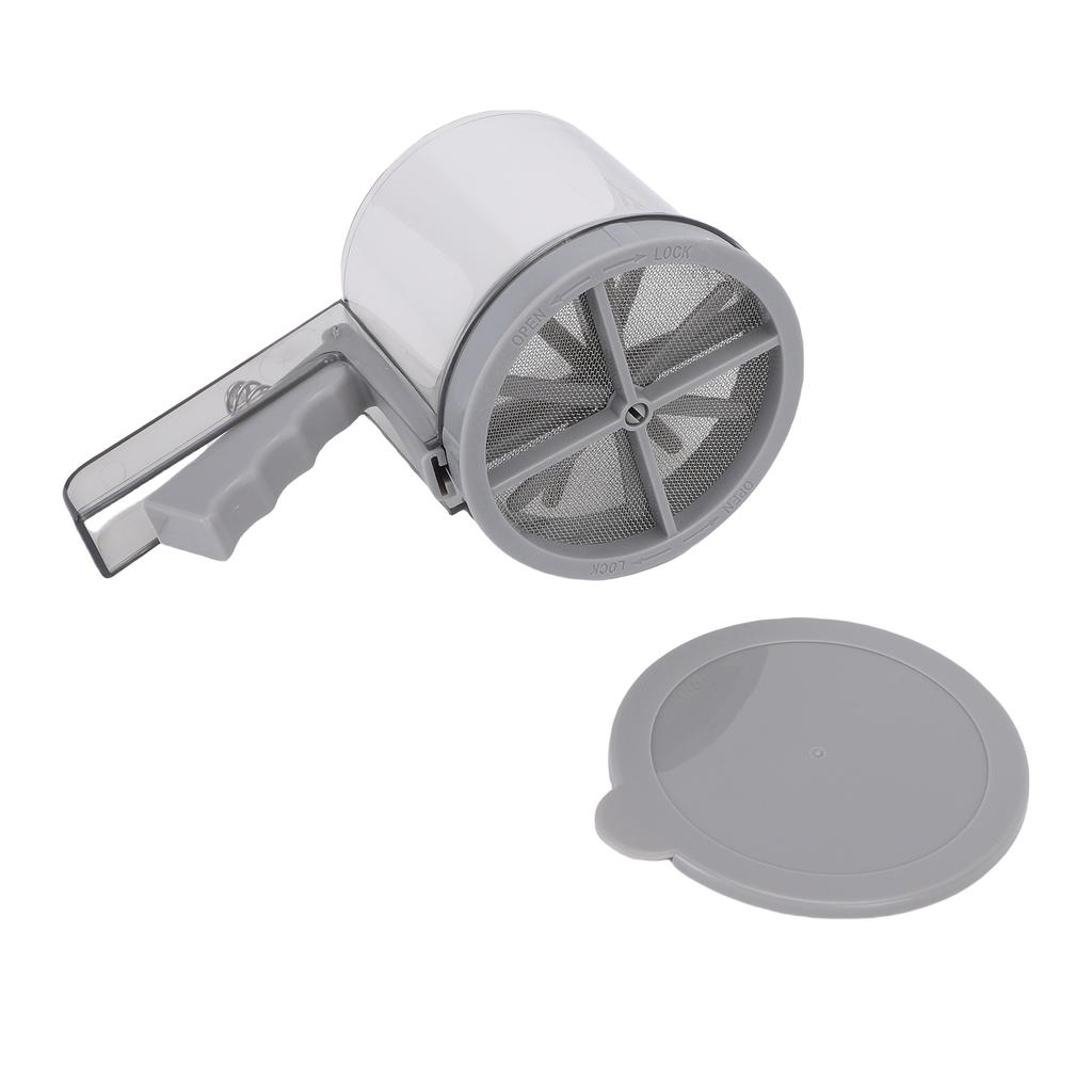  2 Layer Flour Sifter Baking Powder Sieve Stainless Steel Mesh One Hand Squeeze Mechanism for Flour Sugar Powder 