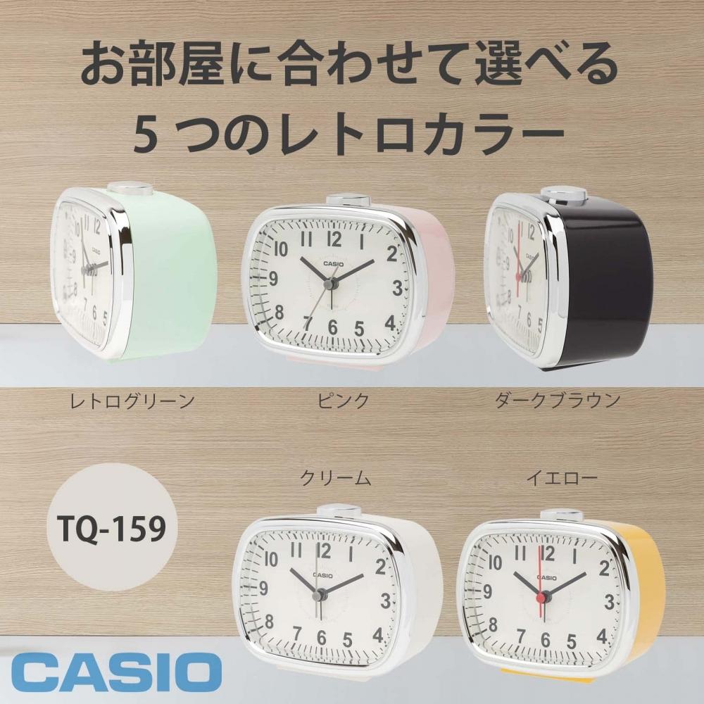 Casio Будильник желтый аналоговый с функцией повтора сигнала и подсветкой в стиле ретро TQ-159-9JF