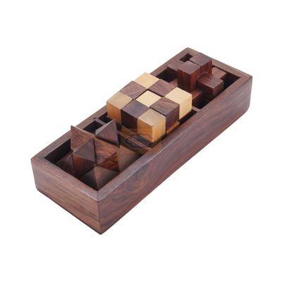 Shriji Crafts Деревянные 3D-головоломки Игра 3-в-1 Сома-куб Блокирующийся кубик-змея Головоломка Игра Рождество и Новый год