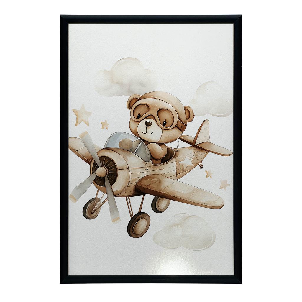 Plakat Latajacy Miś Plakat Latajacy Miś, 50X70 Cm, Rama Drewniana Jasny Dąb, Papier Matowy 230 Gsm