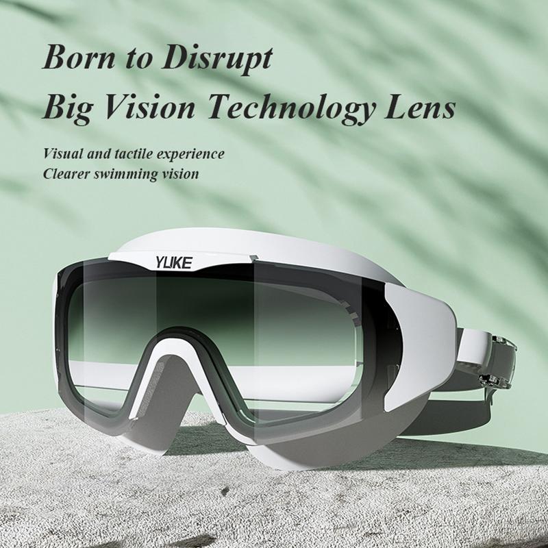 Новые модные очки для плавания с большой оправой, градиентные линзы, противотуманные, HD, водонепроницаемые, взрослые, профессиональные силиконовые очки для плавания