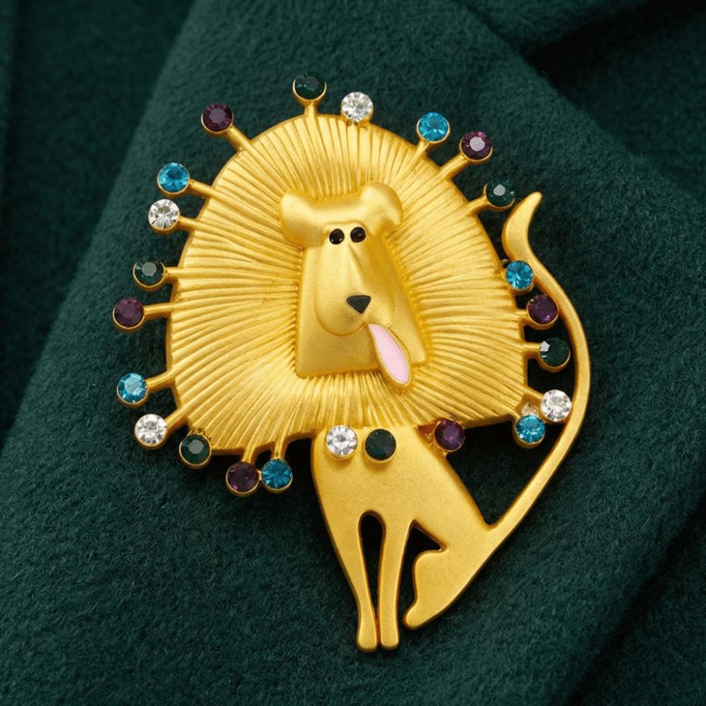 Irregular Lion Rhinestone Brooch Light Luxury Crystal Banquet Clothes Metal Pin Vintage Suit Accessories Clothes Accessories