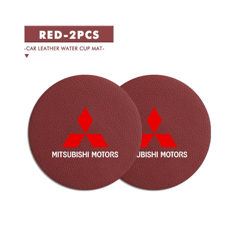 2Pcs Car Coaster Anti-Slip Slot Mat Drink Holder Accessories For Mitsubishi Lancer ASX Pajero Mirage Attrage Xpander Outlander