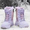 Winter Children's and Girls' Plus Size Anti Slip Wear-resistant Fashionable Warm and Plush High Top Snow Boots Cotton Boots 31-40
