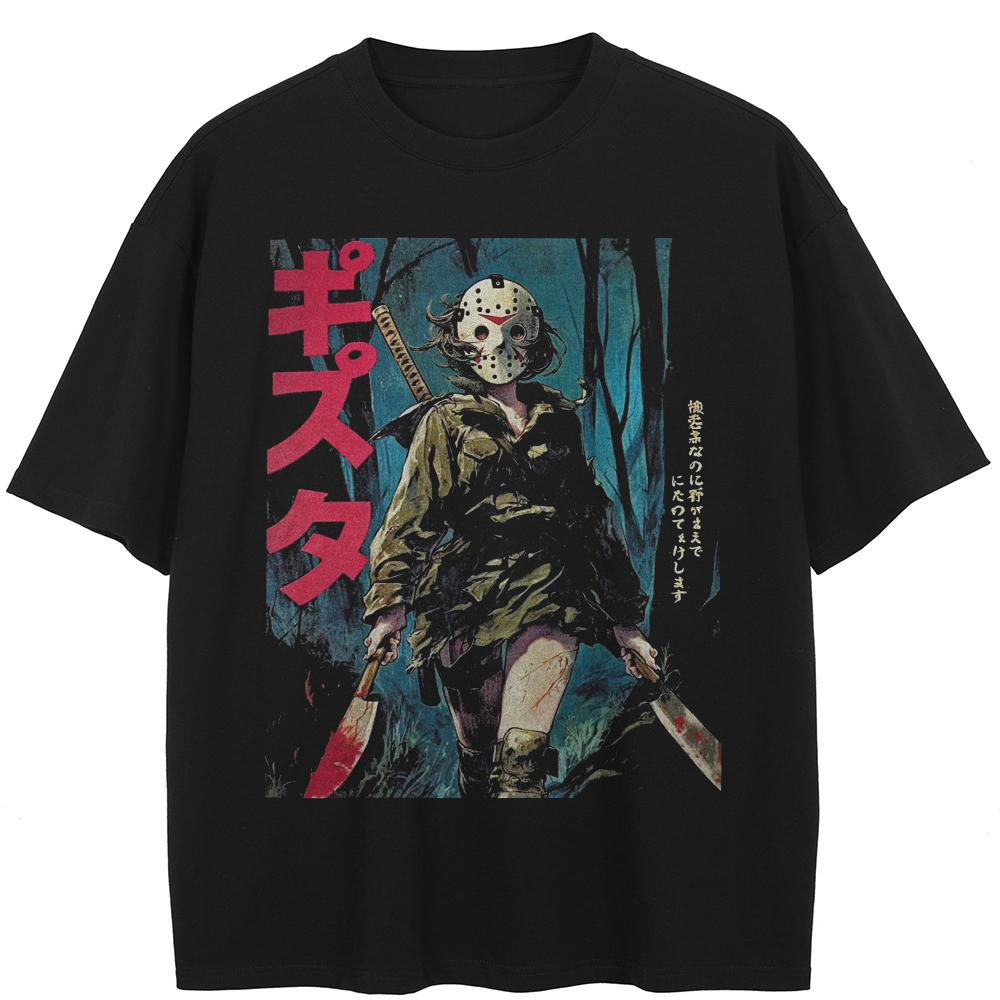 Футболка с рисунком аниме в уличном стиле, хлопковая черная футболка, топы унисекс, футболки, летние футболки с короткими рукавами