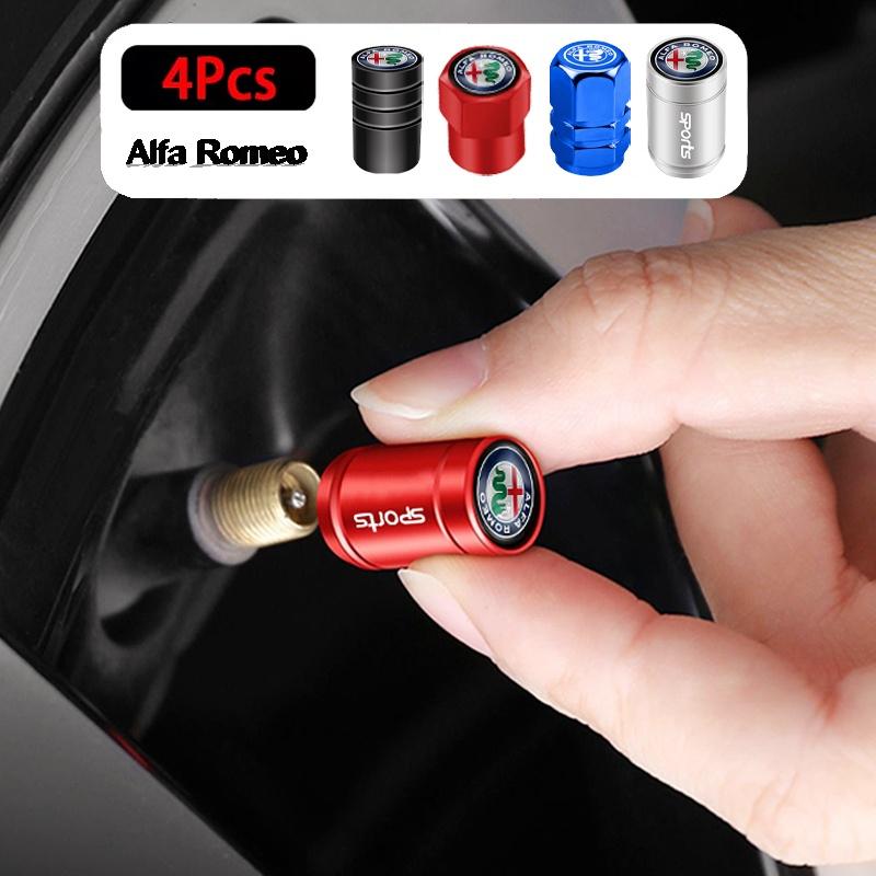 4Pcs Car Emblem Metal Bolt-in Wheel Tire Valve Caps Dust Cover For Alfa Romeo 156 159 4C 8C 166 Giulia Giulietta Mito Stelvio GTGF8