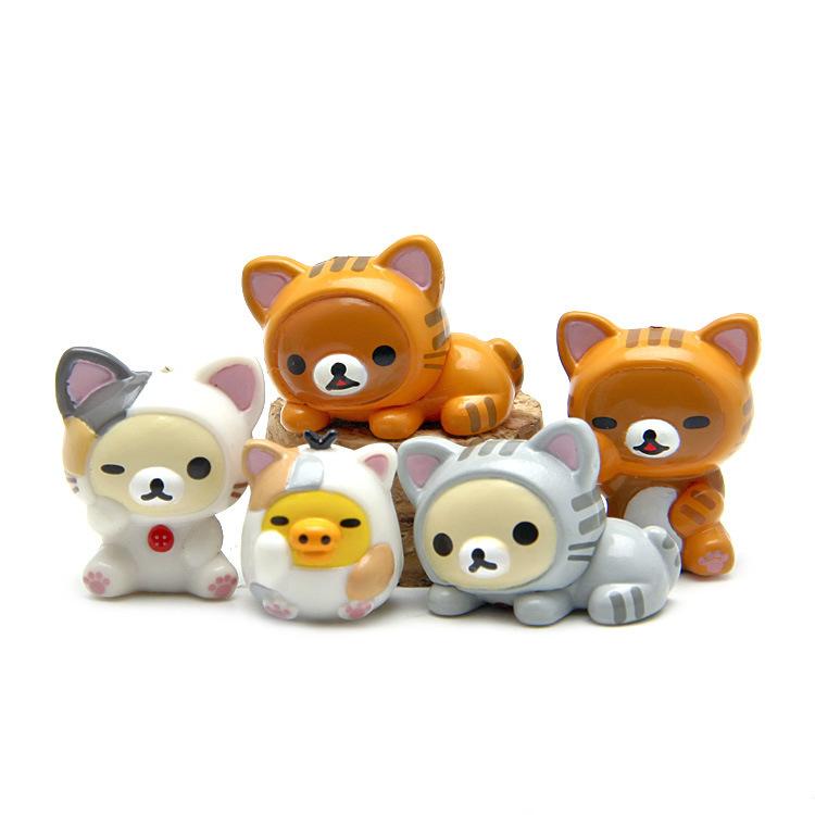 5 шт./комплект Милая фигурка кошки Игрушка Мультяшный Аниме kuma Медведь Косплей Кукла кошки Коллекционная модель Игрушки Мини DIY Лучший подарок