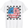 Happy 4th Of July Groovy Smile Face Red White Blue USA Flag T-Shirt