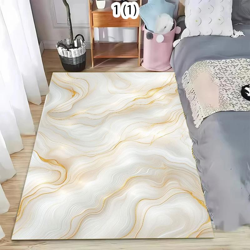 Nordic Marble Style Carpet for Living Room Luxury Gold Home Decor Rug for Bedroom Ins Washable Washroom Floor Mat