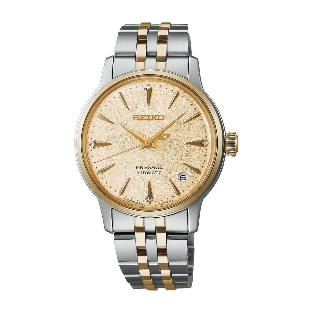 Seiko Presage Cocktail Time автоматические женские часы 34 мм с бриллиантовым циферблатом цвета шампанского SRPL64J1