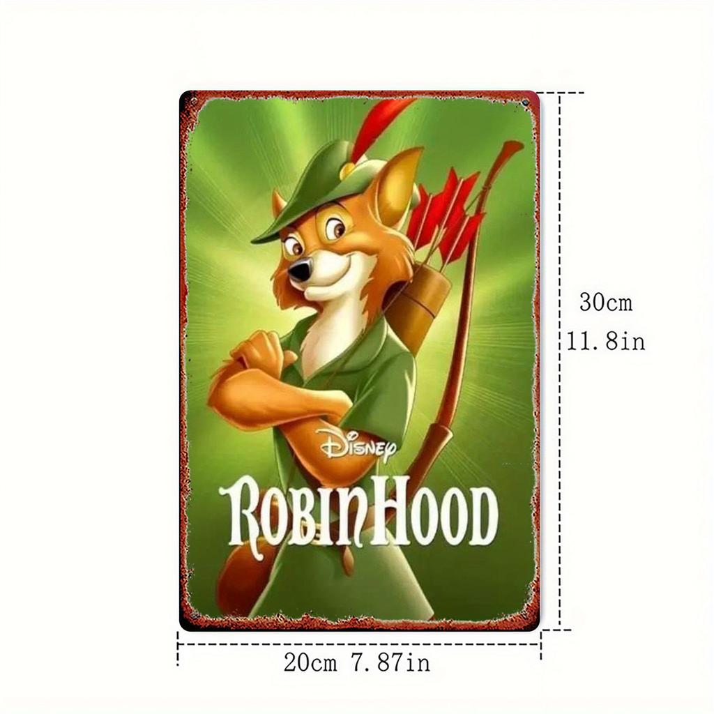 1pc iron painting of "Robin Hood" Fox Robin Hoodn' Decorative Tin Sign, 20.32cm x 30.48cm - Rustic Wall Art for Living Room, Gam