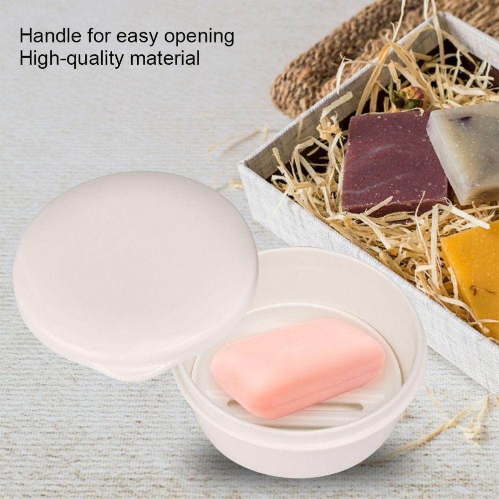 Plastic Soap Case White Soap Dish Round Corner Soap Box Outdoor Camping