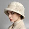 Wool Felt Beret Women Fall Winter Vintage Elegant Mesh Bow Hat