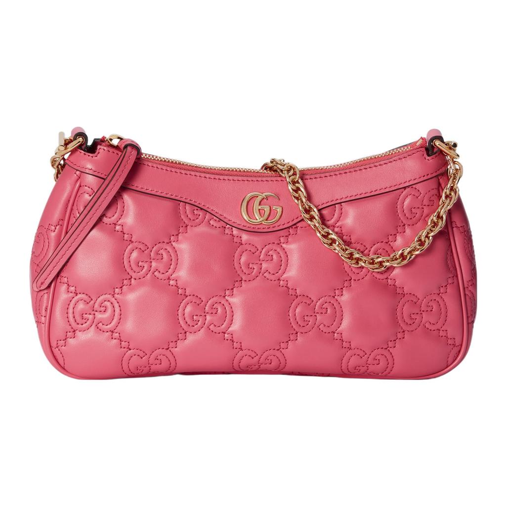 Gucci GG Matelassé Логотип Цепь Холщовый Рюкзак Кожаная Сумка для Маджонга Сумка через Плечо Сумка-тоут Женские сумки Золотой Розовый 735049-UM8HG-8550