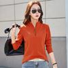 Spring and Autumn Hundred Bottoming Temperament Slim Thin Zipper Fashion Cotton Stand-up Collar Long-sleeved T-shirt