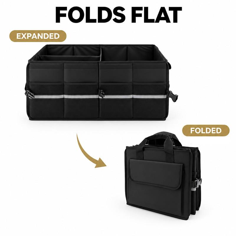55L Foldable Car Trunk Organizer Box With Handle Base Plate - 600D Oxford Fabric Storage Bin SUV Sedan
