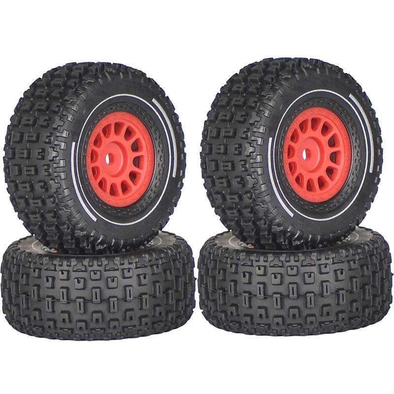 Mini Mojave Grom 4pcs Plastic Wheels Rims with Rubber Tires for Arrma RC Car 1/16 Mojave Grom 4X4 Desert Truck Upgrade Parts