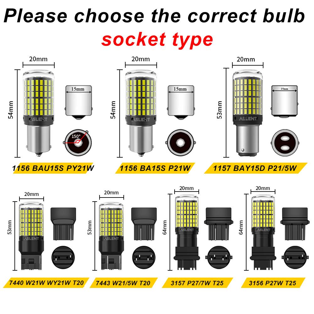 PY21W/BAU15S 1156 LED Turn Signal Light Bulb, 144SMD, 12V, 150° Socket, Amber/White/Red, Fits BMW, Mercedes, VW