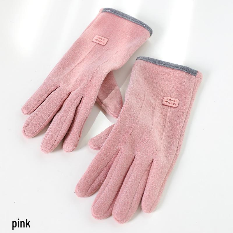 Женские зимние велосипедные перчатки с сенсорным экраном - Утолщенный бархат, Теплые, Защита от холода, Милые для осени и зимы