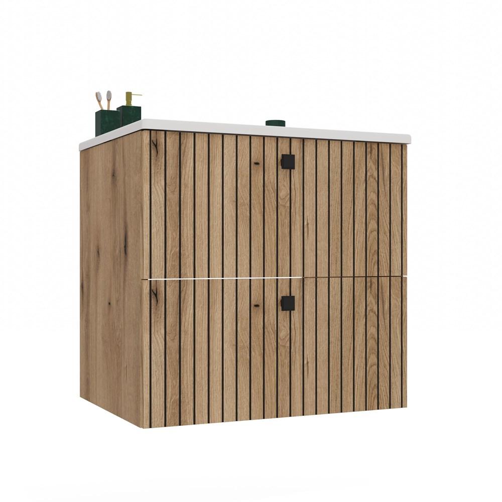 Szafka Pod Umywalkę Tigo 60 2S Dąb Evoke Ryflowany Front + Umywalka