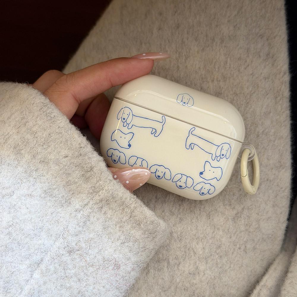 Мультяшный Милый Синий Щенячий Простой Мягкий Чехол для Наушников AirPods 4 С Подвеской для AirPods 2 3 4 Pro 3 Защитный Чехол