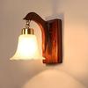 Handmade Sheesham Wood Wall Light Lamp  E27 Bulb Holder(Bulb Not Included Stylish Fish Design  White Floral Glass  Diwali Decor |