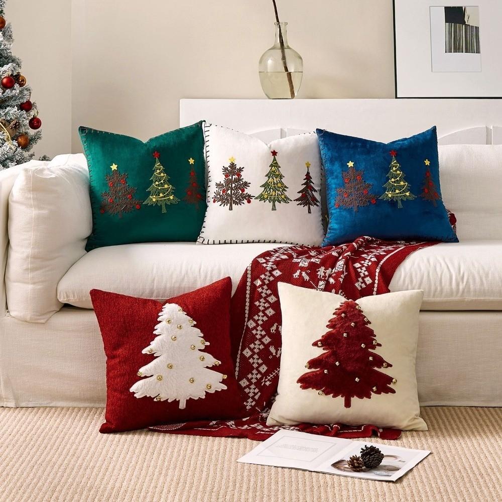 Square Christmas Pillowcase Exquisite Cushion Cover Home Decor Xmas Tree Pillowslip Living Room