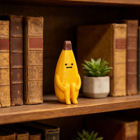 3D-печатная фигурка банана, причудливая настольная игрушка для снятия стресса, мини-милая фигурка из ПЛА для офисного юмора, гладкая детализация, антистрессовый подарок, декор