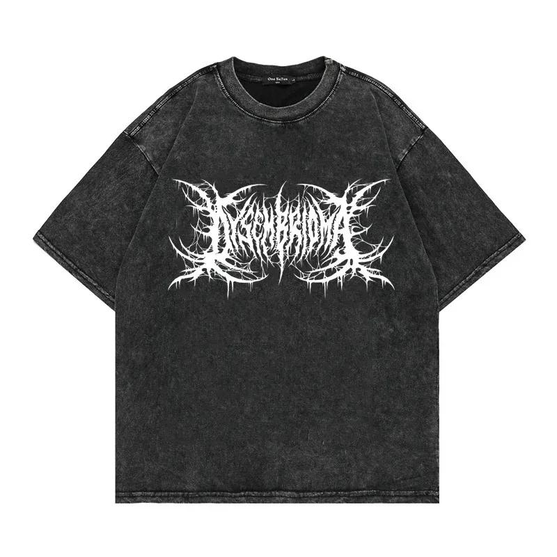 Винтажная панк-футболка Loose Wash, готическая графика, нейтральная уличная, уличная, старомодная, мужская и женская повседневная футболка