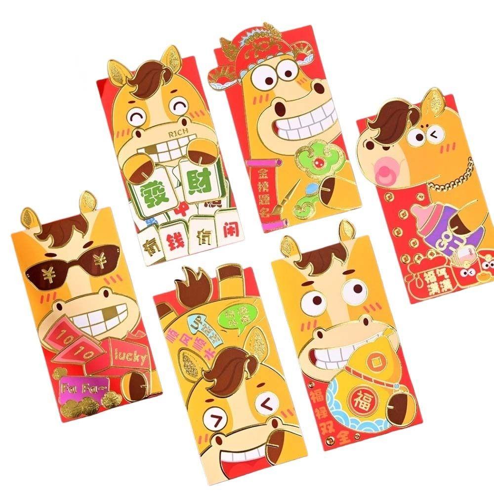 Traditional Bronzing 2026 Lucky Red Bag Horse Theme Bronzing Money Envelope  Chinese New Year