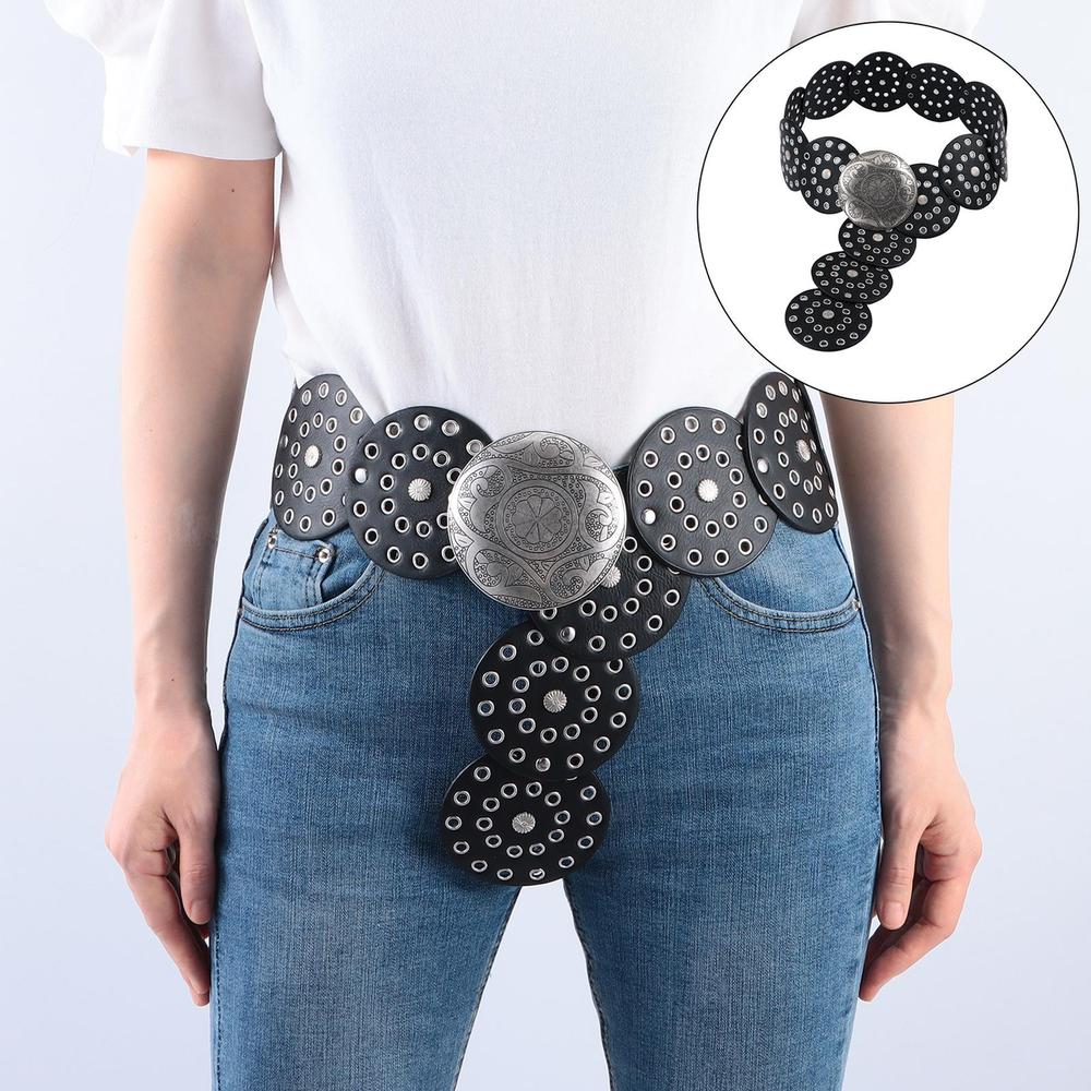 Полый пояс в западном стиле, преувеличенный ковбойский широкий дисковый ремень для женщин