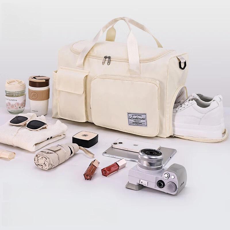 Etravel Large Capacity Travel Bag, Sports Fitness Bag, Carry-On Bag, Luggage Storage Bag, White