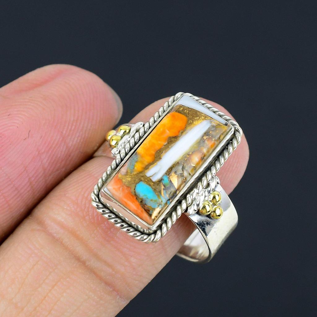 Двухцветное кольцо с драгоценным камнем устрицы и бирюзой, ювелирные изделия, твердое серебро 925 пробы, кольцо овальной формы с драгоценным камнем, ювелирное изделие, подарок для женщин и девочек