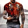 Summer Short Sleeve Men's T-shirt Top 3D Tiger Print Pattern T-shirts