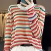 Women Sweaters Pullovers 2025 Autumn Winter Long Sleeve O-Neck Striped Knitted Sweater Women Tops Pullover JJ174