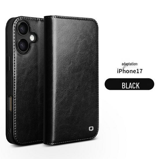 Кожаный чехол-книжка Chali для iPhone 17 Pro Max со подставкой и слотами для карт - Защитный чехол с полной защитой