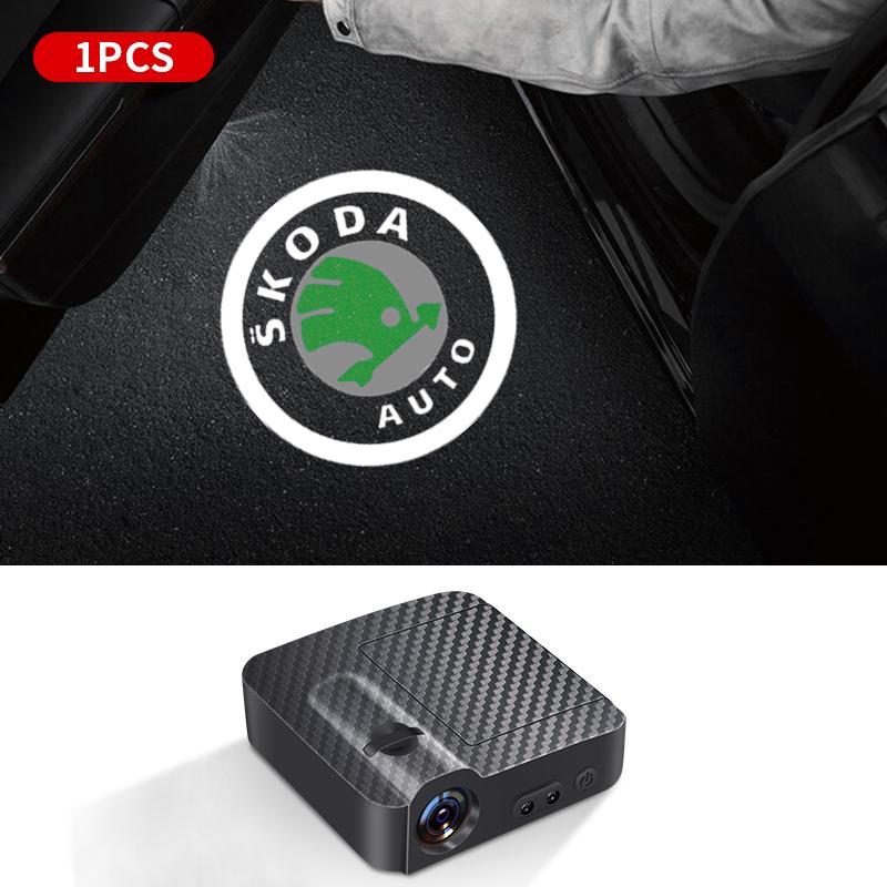 DZXB5 1/2Pcs Car Door Logo Light Led HD Projector Lamp For Skoda Octavia MK2 MK 2 3 A5 A7 A8 Fabia Karoq Superb Rapid Kamiq Scala