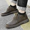 Модная мужская обувь из кожи для активного отдыха, ботильоны, осенне-зимняя обувь для подъема, нескользящая повседневная обувь для пеших прогулок, повседневная, теплая, плюшевая