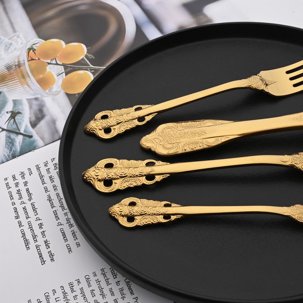 Набор из 6 блестящих золотых чайных ложек из нержавеющей стали 304, роскошные десертные ложки, набор столовых приборов, набор столовых приборов в западном стиле