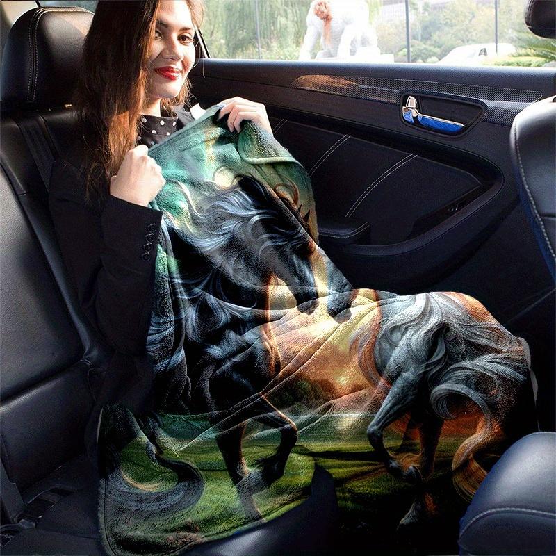 1pc Horse Printing Lightweight Flannel Blanket, Comfortable and Warm Blanket, for Camping Sofa Bed and Couch Office, Suitable for Gift Blanke