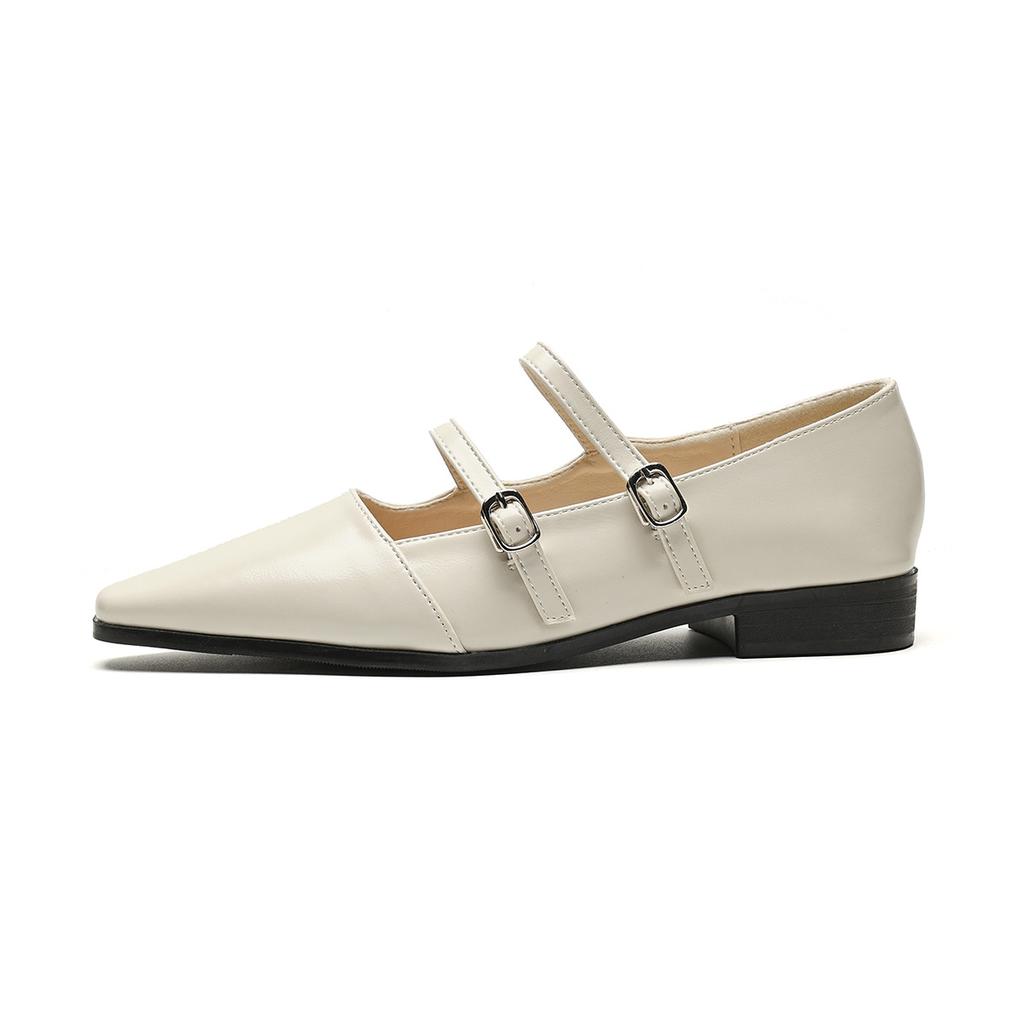 Weiwei Girl 6831-1 Pointed Mary Jane Shoes Women's Summer French One-word with Light Mouth Thick Heel Single Shoes Large Size Women's Shoes