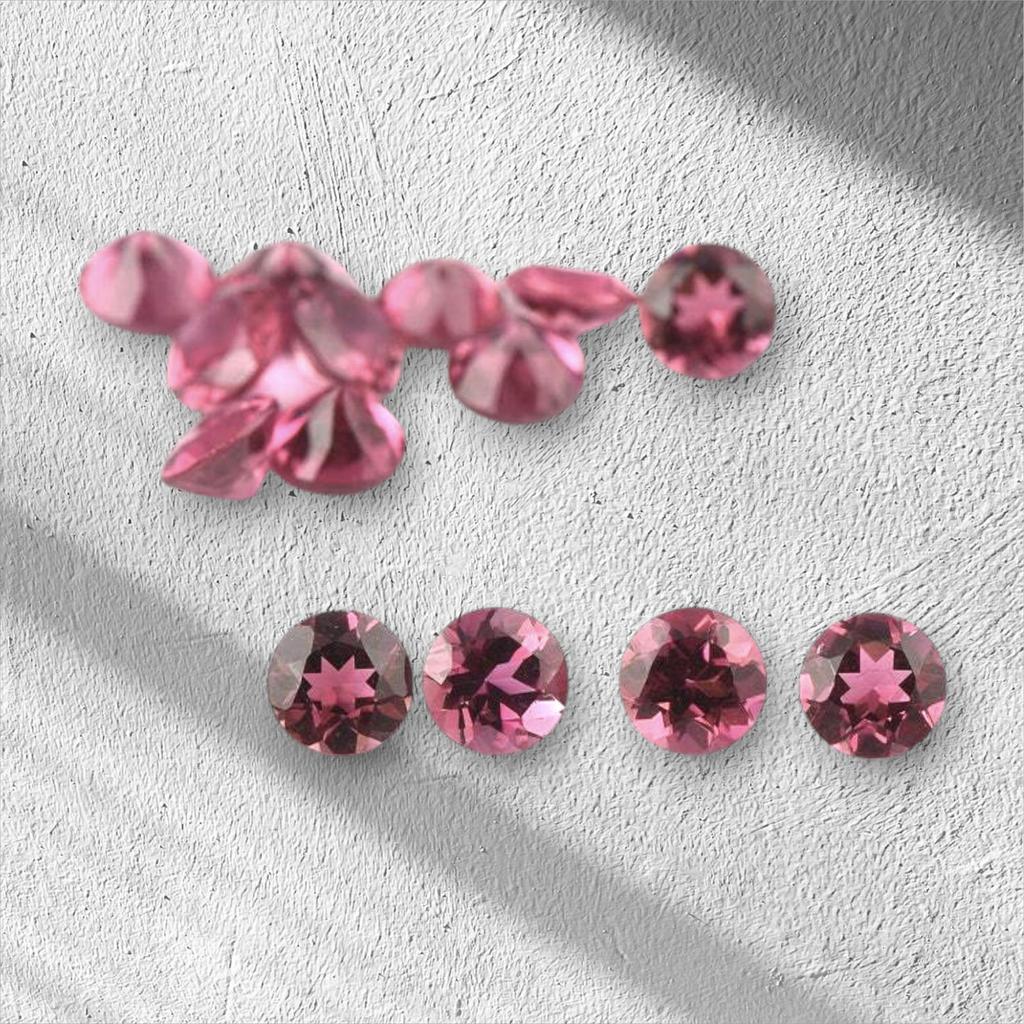 5 шт. розового рубеллита 3 мм круглой огранки, натуральный турмалин, лот розового турмалина, камень рожденных в октябре для изготовления ювелирных изделий.
