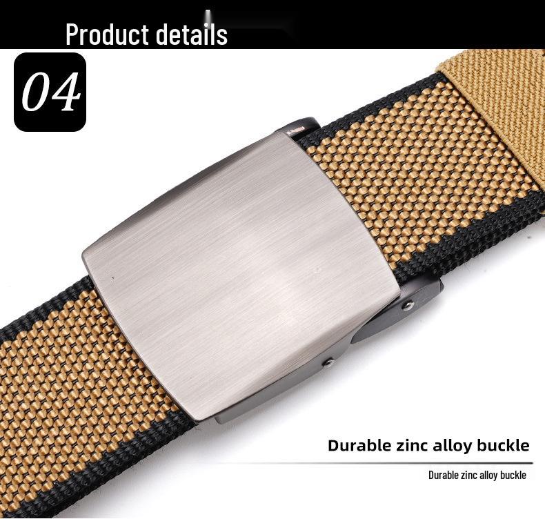 Men's Nylon Woven Canvas Belt with Automatic Buckle - Youth & Student Casual Tactical Belt