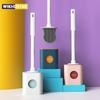 Toilet Brushes Long Handled Toilet Cleaning Brush Silicone Wc Flat Head Flexible Soft Bristles Brush Bathroom Accessories