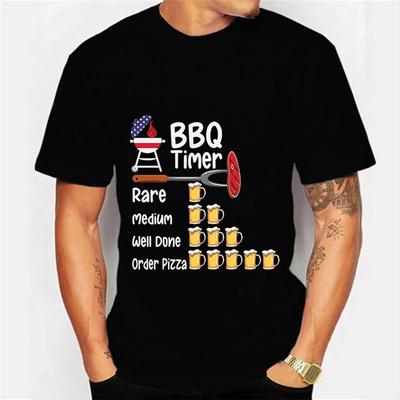 Рубашка BBQ TIMER Мужская футболка с принтом BEER Свитшот с коротким рукавом Летняя футболка Пуловеры Топы Большие дышащие футболки Рубашка