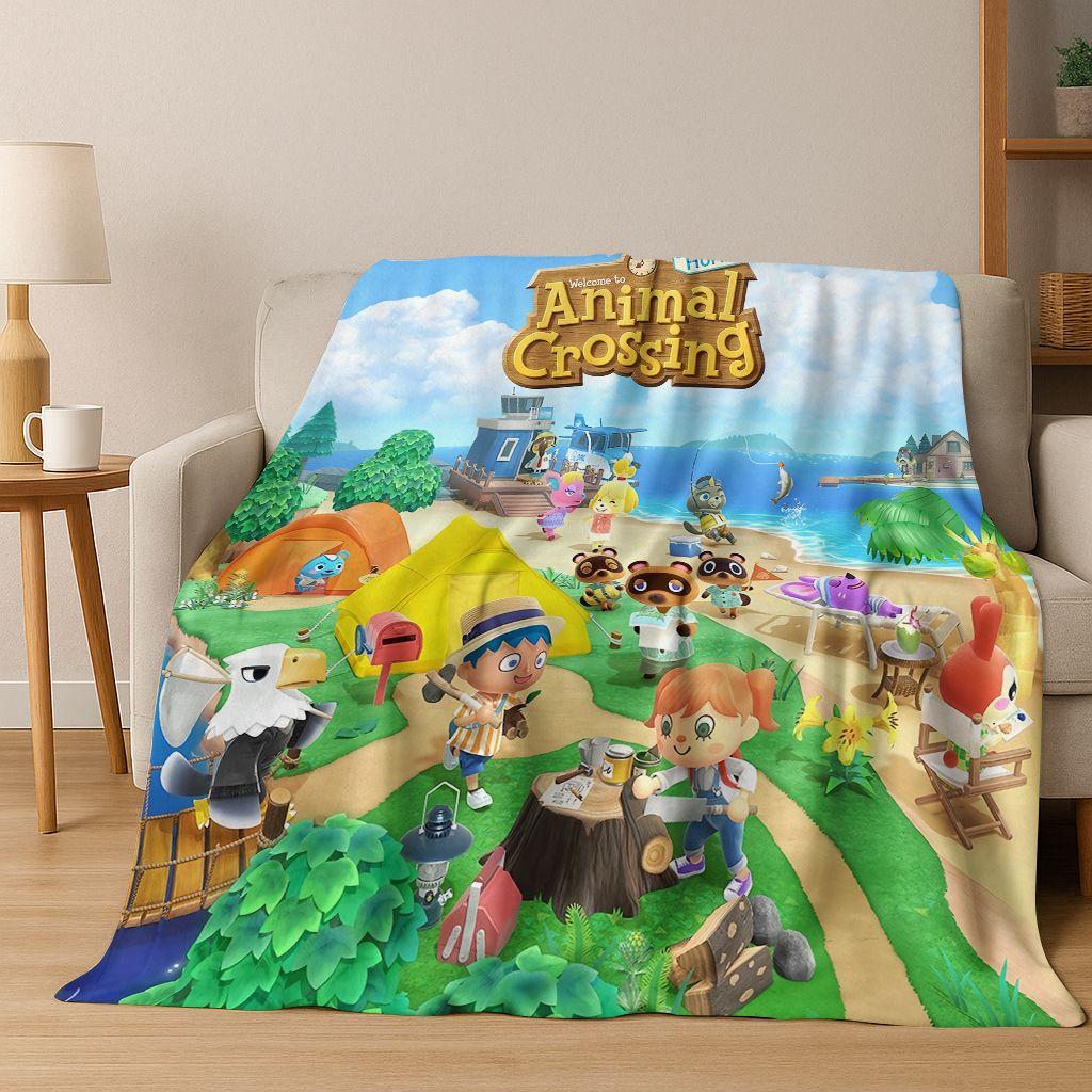 Мультяшное фланелевое одеяло Animal Crossing Wild World, Уютное мягкое плед-покрывало для дома, спальни, кровати, дивана, пикника, Подарок для детей