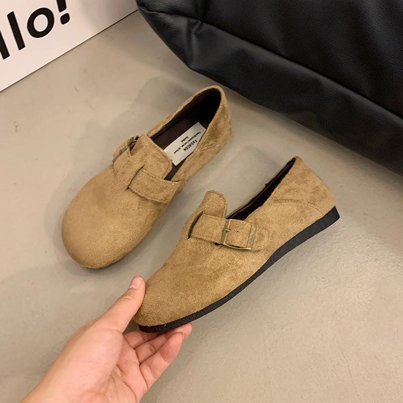 Женские замшевые туфли на одной подошве Birkenstock в стиле французского ретро, новая модель осень-зима, универсальные, с пряжкой-ремешком