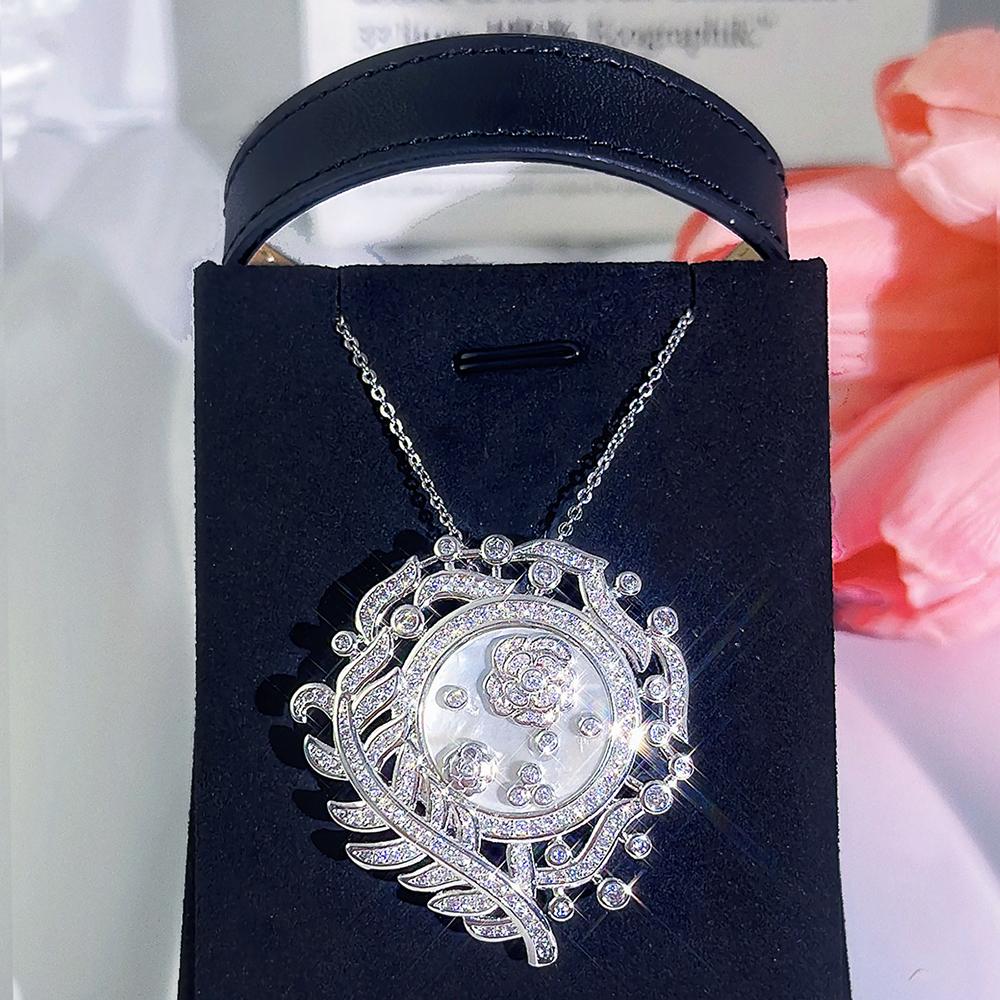 CMM 1 шт. великолепный Pave CZ циркон розовые цветы кулон ожерелье часы кожаный ремень браслет браслеты несколько способов ношения ювелирных изделий