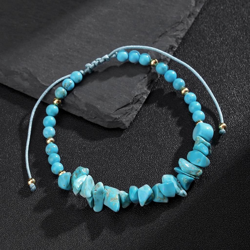 Amethyst Blue Pine Irregular Chip Natural Stone Bracelet