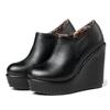 Fashion 2025 Autumn Winter New Stylish Women Ankle Boots Sexy Platform Round Toe Wedges Booties Ladies Boats Mujer Size 32-43 Black Beig